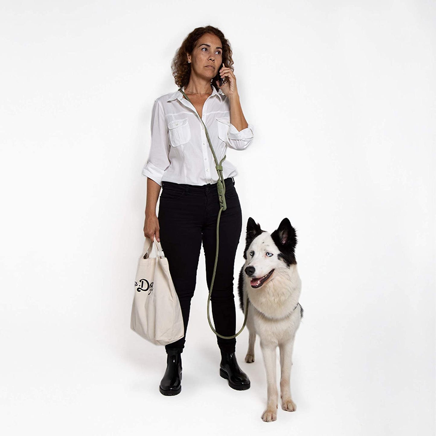 Army Green 4-In-1 Hands-Free Dog Leash – Adjustable Reflective Rope, Crossbody, Waist, and Long Leash – Versatile, Durable, and Comfortable